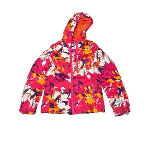 Spyder Girls Ski Jacket Puffer Hooded Floral Print 14 Winter Snow Outdoor Sporty